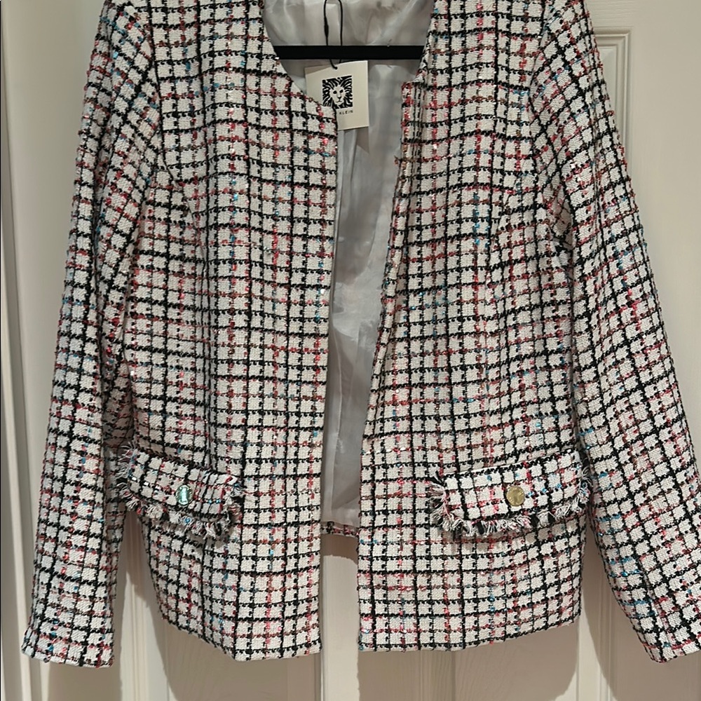NWT Anne Klein Chic Multicolor Tweed Jacket size XL